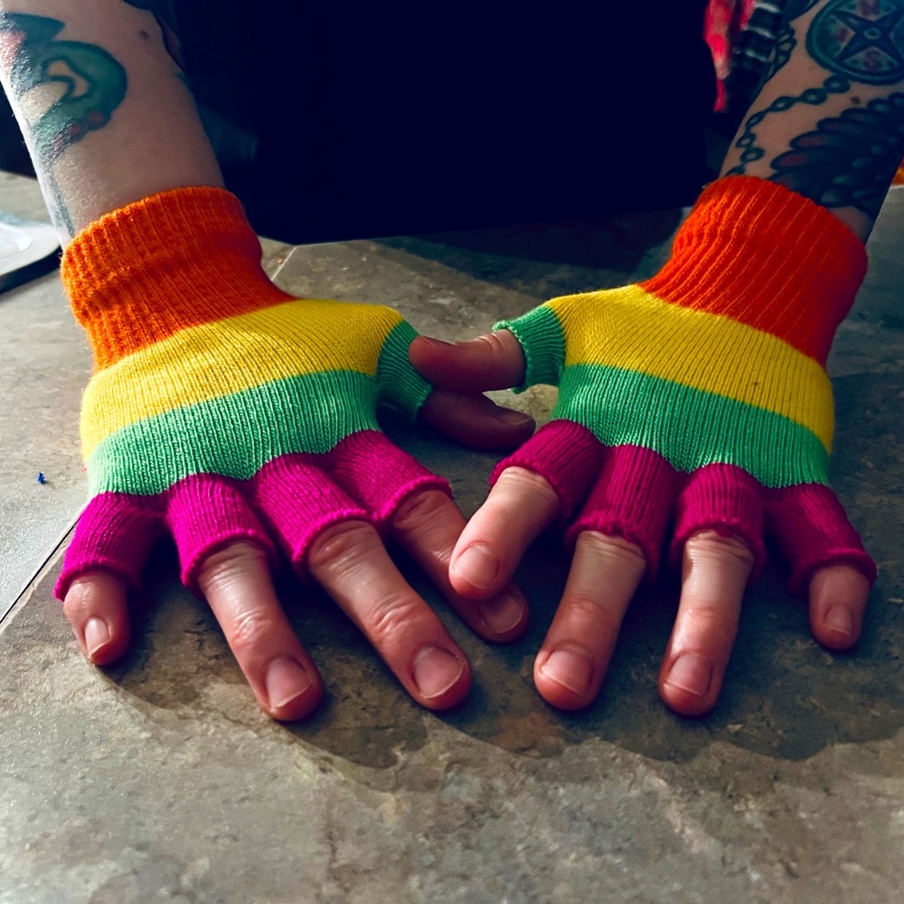 Womens rainbow gloves
